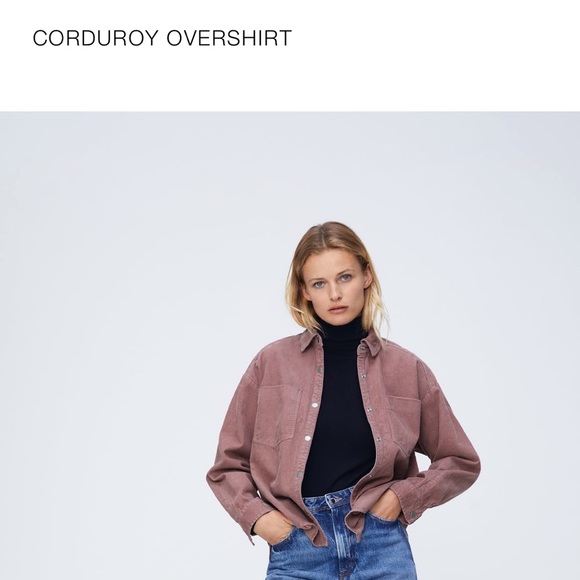 Zara Corduroy Mauve/Pink button up shirt Size M - Picture 2 of 3